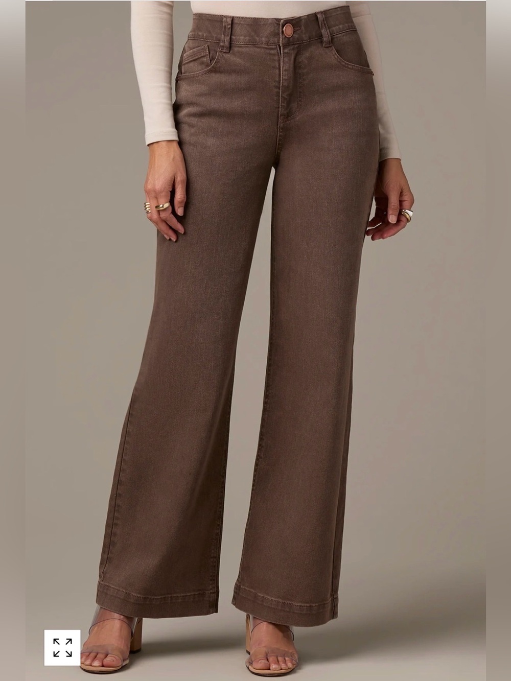 Wit & Wisdom Women's High-Rise Wide Leg Jeans - Brown